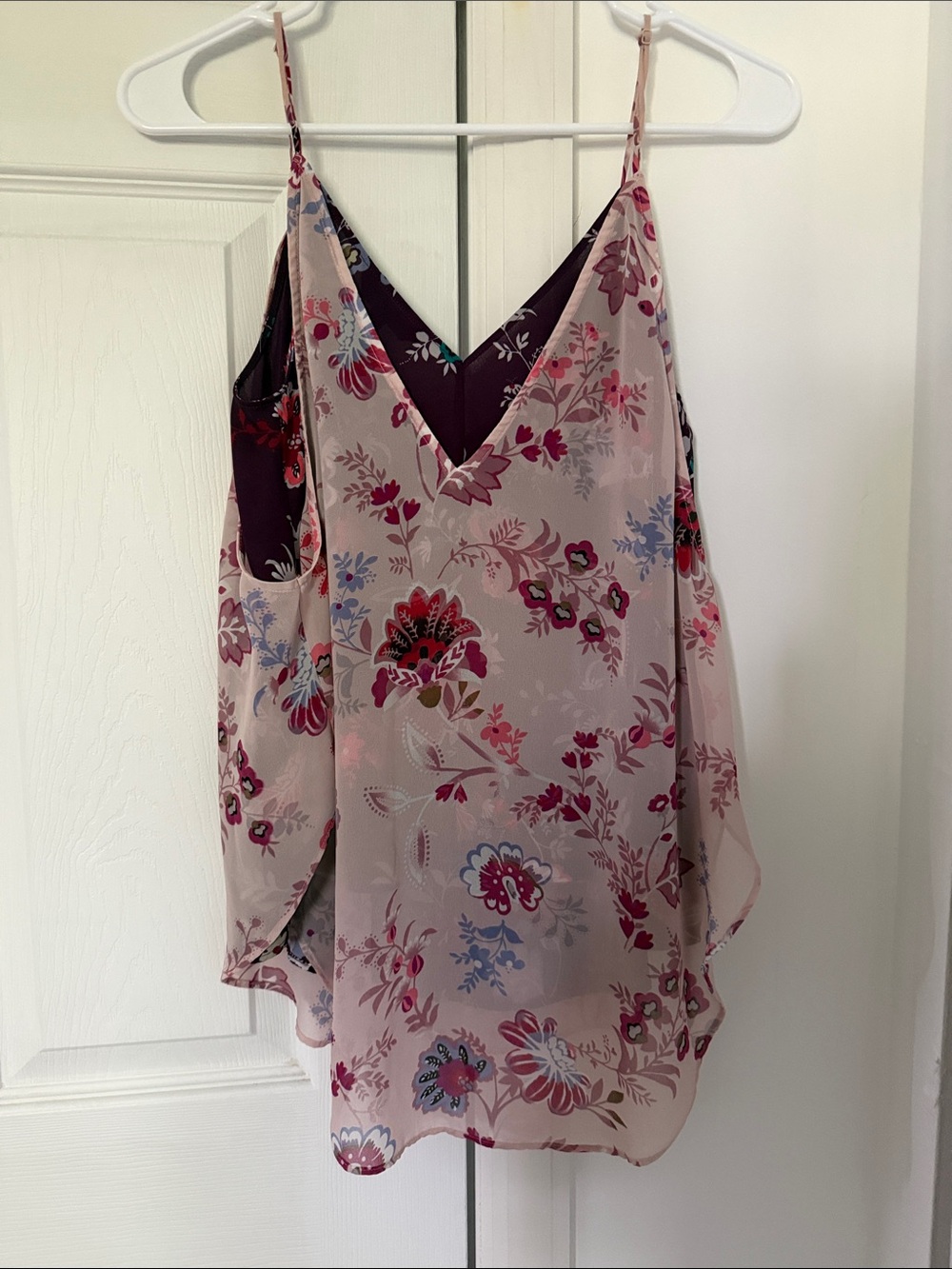 Floral Pink Double V-Neck Cami Top